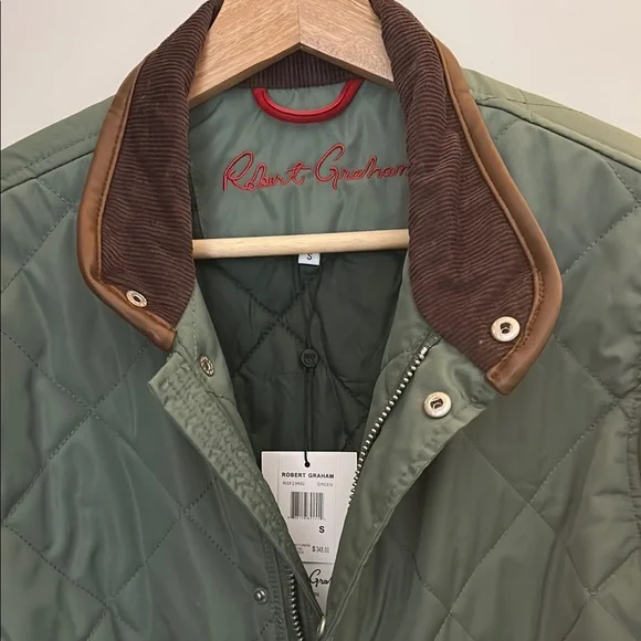 NWT Robert Graham Olive Quilted Men's Puffer Jacket - Picture 3 of 10